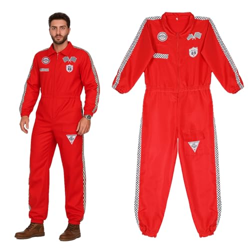 Crazycos Costume de Pilote de Voiture de Course pour Hommes, Combinaison de Pilote de Course pour Adulte, Deguisement Pilote de Course, Jeu de Rôle d'Halloween-S
