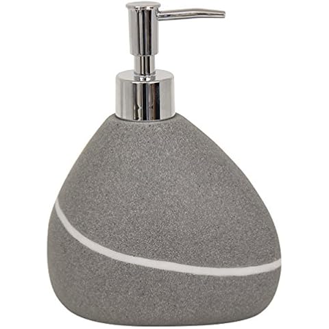 MSV Seifenspender Flüssigseife „Zen“ aus Polyresin in Stein-Optik Grau Cover
