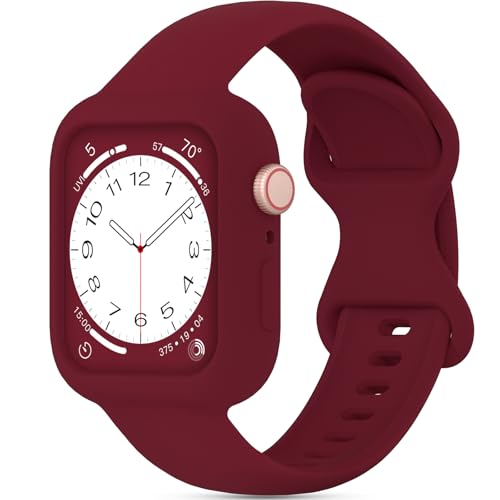 Image of Silicone Bands Bumper Case Compatible with Apple Watch Band 38mm 40mm 41mm 42mm 44mm 45mm 46mm 49mm Women Men, Sport Strap Protective Cover Wristband for iWatch Ultra Series 11 10 9 8 SE 7 6 5 4 3 2 1