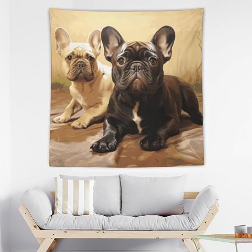 Tenture bouledogue français, une affiche murale pour chambre cosy