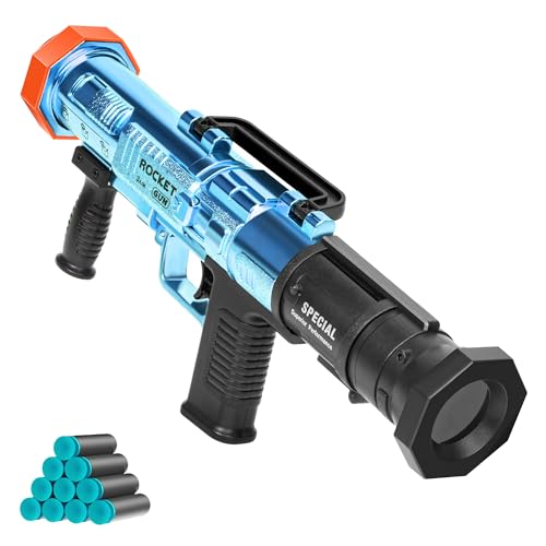 Toy Gun Foam Blaster,Soft Bullet Toy Rocket Fake Guns,Fidget Gun Pistol Can Fire Sponge Bullets,with 12 Bullets,for Age of 6 7 8 9 10+ Years Old Kid Boys Girls (Blue)