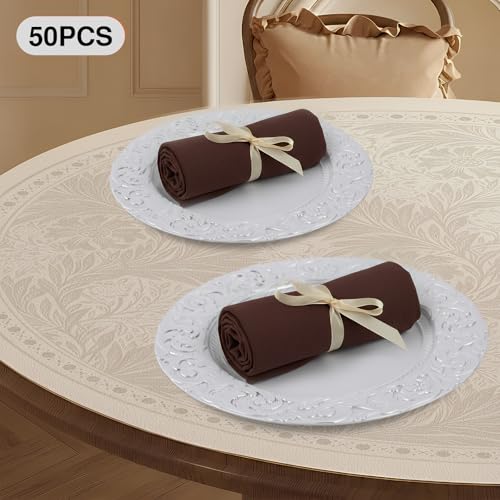 50 Platos Decorativos Redondos Plástico 13 Pulgadas Plateado miniatura 4
