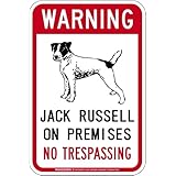 [MAGSIGN] ジャックラッセルテリア 警戒 英語 立入禁止 ステッカー/バンパーステッカー WARNING JACK RUSSELL ON PREMISES NO TRESPASSING 車/屋外用 日本製 Sサイズ