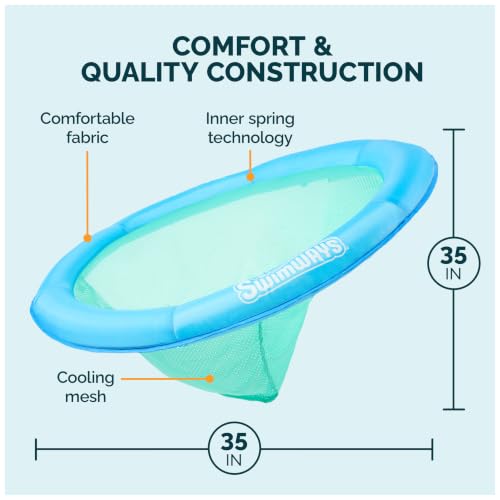 Image of SwimWays Spring Float Premium Papasan Pool Lounger with Breathable Mesh Seat, Inflatable Pool Floats for Adults with Fast Inflation, for Ages 15 & Up