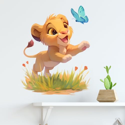 Vinilo Decorativo de León y Mariposa para Pared miniatura 1
