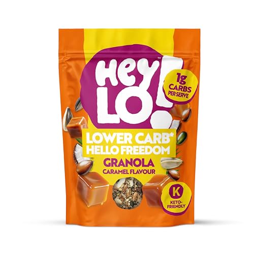 Heylo Keto Breakfast Caramel Crunch Granola -360G - ONLY 1.7 Gram Carb per Serving - Low Carb Keto Cereal. (360g, Caramel)