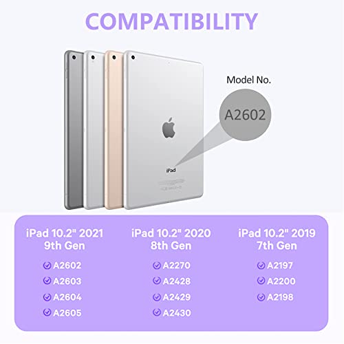 Fintkey Ipad 9Th 8Th 7Th Generation Keyboard Case 2021 2020 2019-10.2 Inch, 360° Rotatable Detachable Case, Magnetic Design, Pencil Holder, Wireless Keyboard - Purple #TOP1