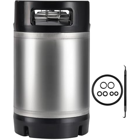 Hilangsan New 2.5 Gallon Ball Lock Keg Stainless Steel Beer Keg with Dual Rubber Handle Ball Lock Corny Keg Home Brew Keg Cover
