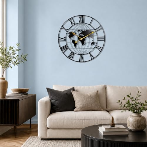 Image of Auromin Designer Metal Wall Clock for Living Room Stylish | Big Size Decorative Wall Clocks for Hall, Bedroom, Office, Drawing Room, Kitchen | Silent Big Luxury Wall Watch Stylish Decor Item