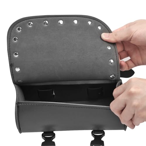 Bolso alforja para horquilla de motocicleta de cuero PU, universal, impermeable y resistente, negro miniatura 6