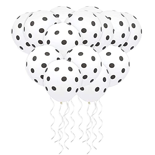 Image of RasuDecor 20 Pieces 12 inch Polka Dot Latex Balloon White and Black Dot Balloons, 12 Inch Latex Polka Dots Balloons for Kids Women Men Birthday Easter Engagement Wedding, Halloween Party Supplies Decor #RasuImpex (20Pcs 12 inchPolkaDotWhiteBlack)