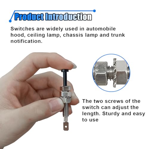 Bdzmc BDZMC-BC-196 4Pcs Car Door Pin Switches, Momentary On Off 12Vdc 20A Auto Trunk Engine Alarm Security, Door Jamb Switch, Adjustable Valve Switch, Car Bonnet Alarm Light Hood Screw thumb #2