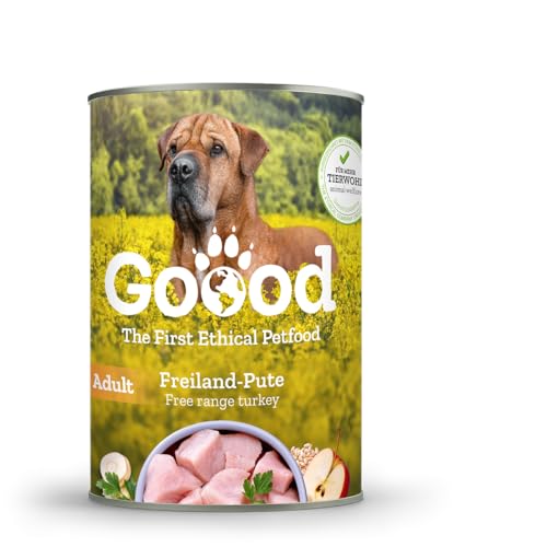 Goood - Adult Freiland-Pute - Nassfutter, Hundefutter - mit regionaler Gerste und Pastinake - Weizenfrei, Ohne Konservierungsstoffe - 12 x 400 g