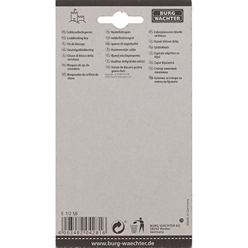 BURG-WÄCHTER Schlüsselloch-Sperrer für Türschlösser mit Einsteckschloss, Zimmertürsicherung, Zylinder-Durchmesser: 7 mm, Inkl. 2 Schlüssel, E 7/2 SB, 04281, Silber/Gold