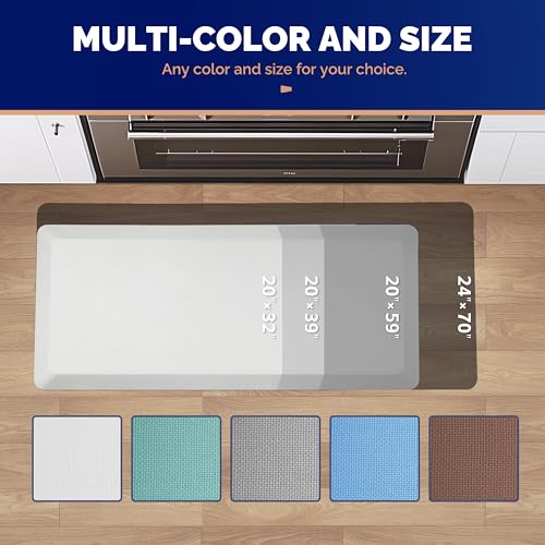Image of FEATOL Anti Fatigue Mats for Standing, 9 /10 Extra Thick Ergonomic Standing Desk Mat, Comfort Memory Foam Standing Mat at Home,Office All Day (20 inch x 48 inch, White, 2PC)