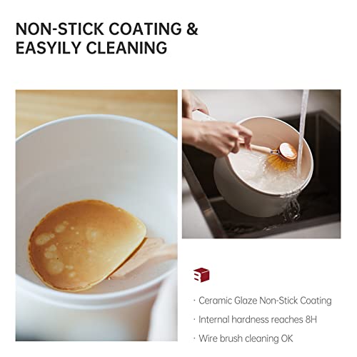 Olayks Panela Quente Elétrica com Vaporizador, Panela Elétrica Portátil Antiaderente de Esmalte Cerâ