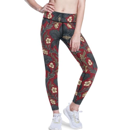 Leggings deportivos de cintura alta para mujer diseño William Morris de XS a XXL en color negro