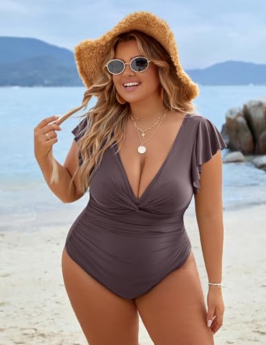Blooming Jelly Womens Tummy Control Bathing Suit One Piece Plus Size Swimsuits Lace Up Back Ruffle Swim Suits 2026