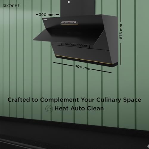 Image of KOCHE LAURA 90 Chimney for Kitchen 90cm | 1650 m /hr Suction | Filterless Heat Auto-Clean | BLDC Motor | Gesture Control | Hydraulic Louvers | Low Noise | 12 Yr Motor Warranty