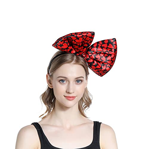 Christmas Hair Bows Headbands Gifts - Black Bat Huge Bow Headband Hair Accessories Bows/Headwear/Hairband for Christmas Halloween Party Cosplay Costume Gifts for Girls Teen Women (Heart)