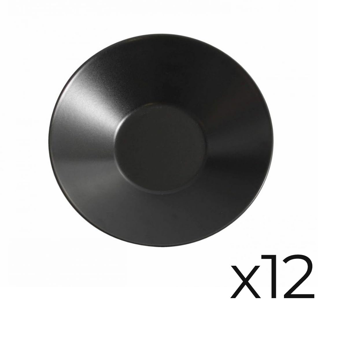 Assiettes rondes LINA, set de 12 assiettes creuses, plat à soupe, pâtes en porcelaine noir - diamètre 23 x hauteur 5 cm