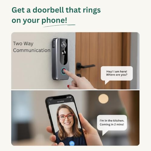 Image of Delitech Smart Wireless Video Doorbell 1MP | Battery-Powered | AI Motion Detection | Real-Time Notification | See & Talk to Visitor on Video Call | Night Vision | Free Installation*