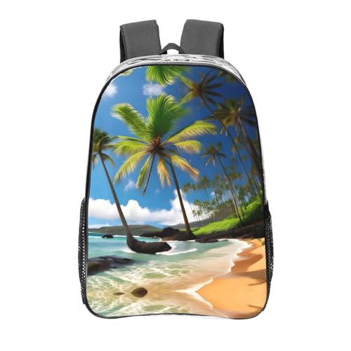 Sac à dos transparent pour le travail et la plage look tropical chic à motif palmier
