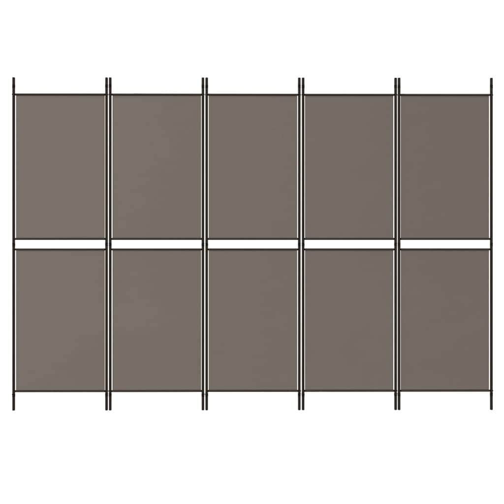Paravent 5 pièces anthracite 250 x 220 cm en tissu