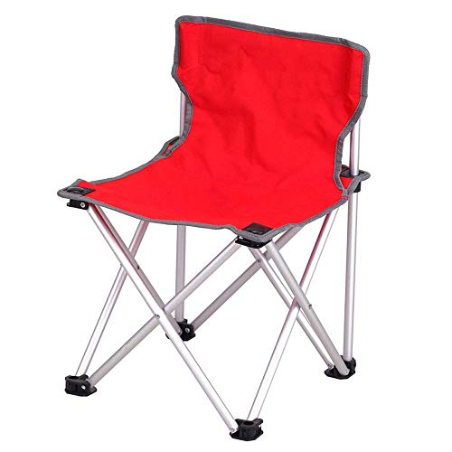 XUE Portable backrest Folding Chair Aluminum Double-Layer Cushion Camping Fishing Chair Beach Chair Deck Chair (Load bearing120 kg),Red