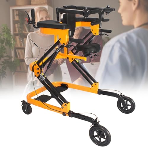 Bastidor para caminar todo terreno con función 3 en 1, capacidad de 380 libras, soporte lumbar envolvente, asiento acolchado para personas mayores y discapacitadas