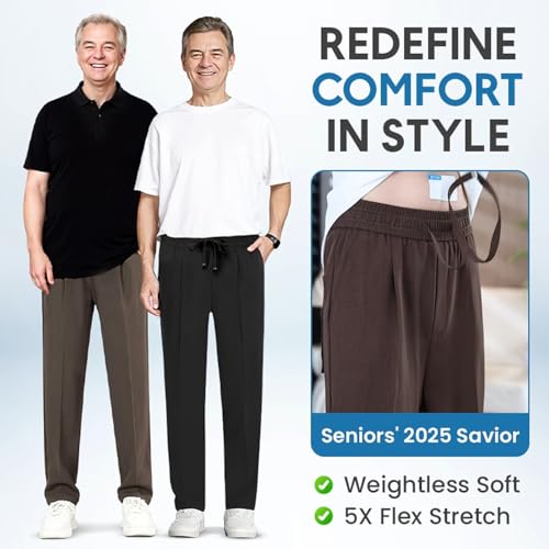 Airflexion Pants for Men, Nallywear Stretch Pants, Airflexion - Pull On Ice Silk Stretch Smart Casual Pants2