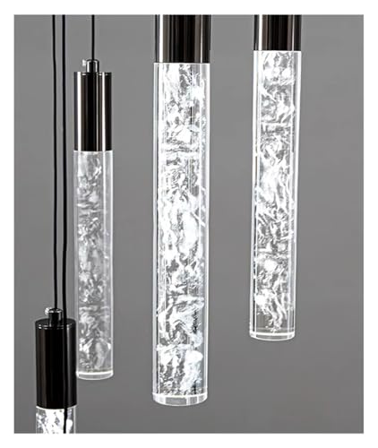 Lustre LED long en cristal argenté à 3 lampes blanc chaud pour grand escalier