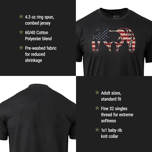 KUIU Patriotic Ram T-Shirt for Men, American Flag Ram Logo Tee, Lightweight Cotton Polyester Hunting Shirt, Soft, Durable Fit3