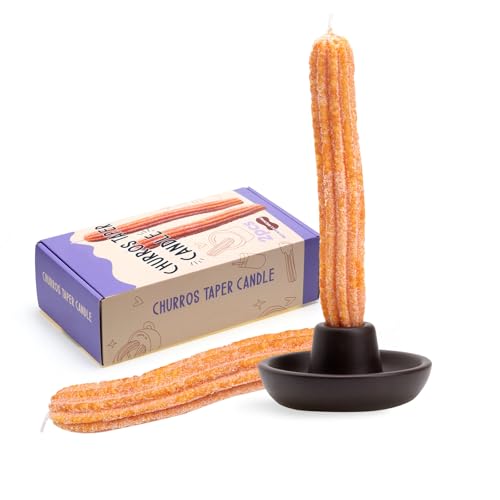 CabyGift 2 Pack Churros Scented Candles 8.3 Inch Smokeless Dripless Taper Candle Unique Food Candles Fun and Aesthetic Candle for Home Decor