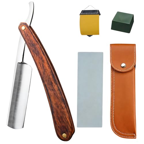 Wooden Handle Straight Set With Stainless Steel Blade, Rotating Design, Moisture-Resistant, Complete Accessories Included