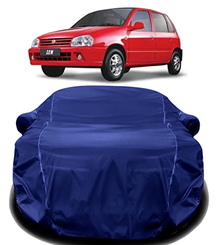 Image of AUCTIMO Maruti Suzuki Zen Car Cover Waterproof with Triple Stitched Fully Elastic Ultra Surface Body Protection (Navy Look)