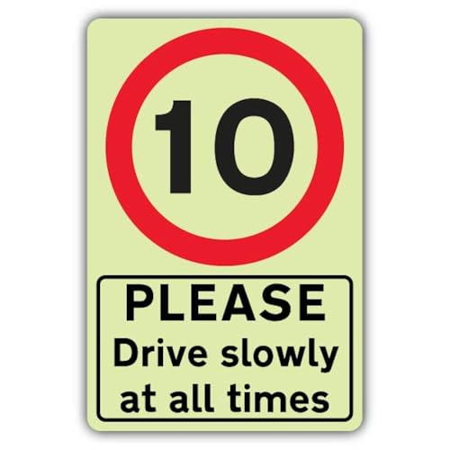 Panneau autocollant Please Drive Slowly V Safety vinyle rétroréfléchissant