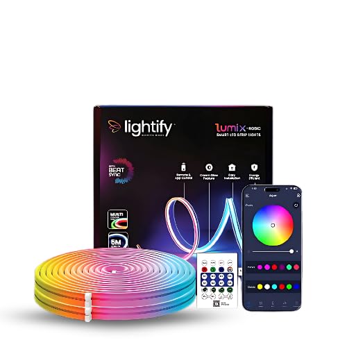 Image of LIGHTIFY Smart RGBIC LED Strip Lights 5 Metre - 16 Million Colors, USB Powered, Bluetooth App & Remote Control, Adjustable Brightness