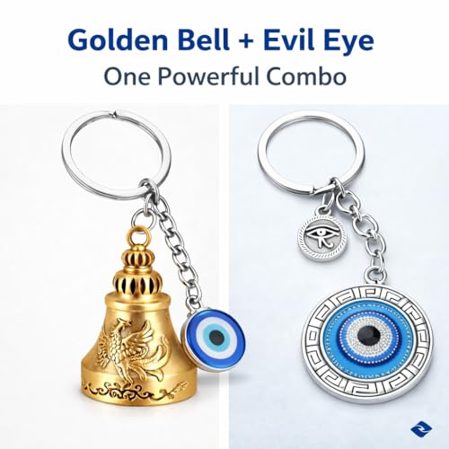 Image of AutokraftZ Blue and Silver Evil Eye Keychain for Bike /Car - Stylish, Protective & Anti-Rust Key Ring, Durable Design, Perfect for Riders & Drivers, Adds Unique Touch to Your Vehicle (Pack of 1)