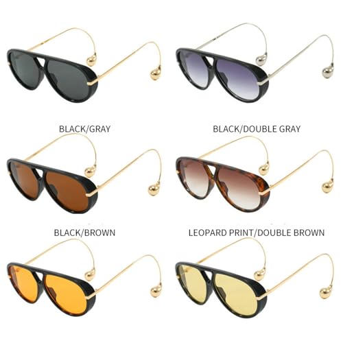 Trendy Pilot Sunglasses with Earring for Women Fashion Sun Glasses UV400 Protection Designer 2025 Ladies Shades3