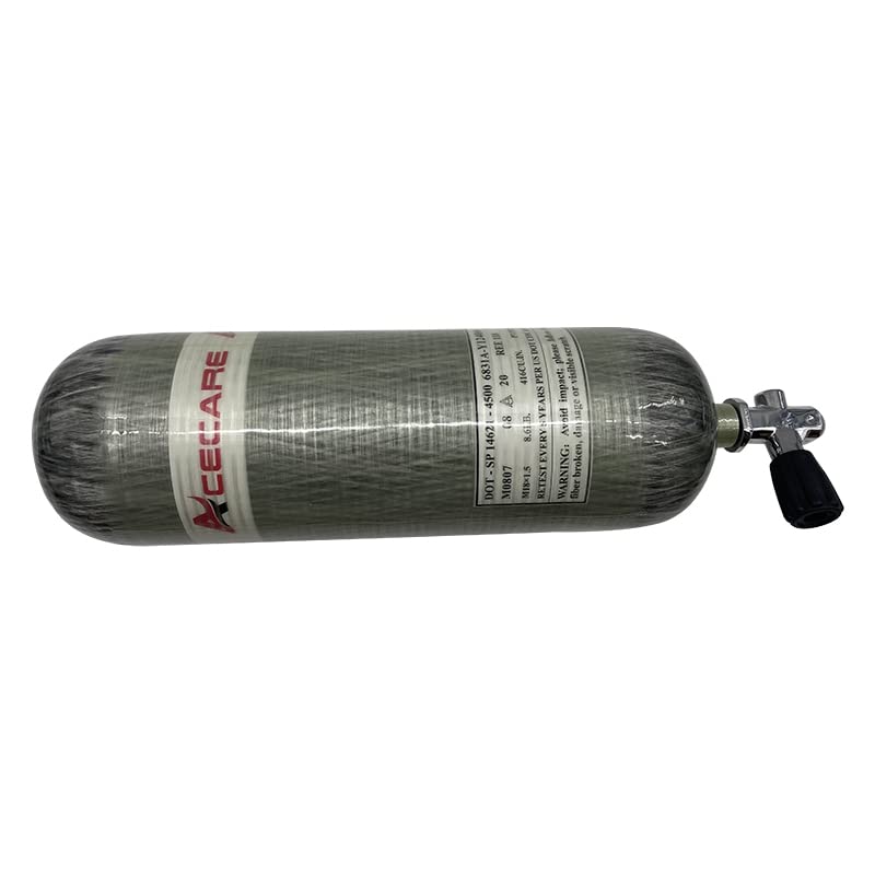 Acecare Carbon Fiber Tank 6.8L/416Cu.in. 4500psi PCP Scuba Diving Tank with Valve DOT Certified (6.8L)
