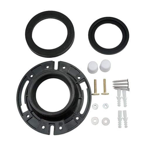 Image of RV Toilet Seal and 3 Inch Socket RV Toilet Flange Kit Compatible with RV 300 /310 /320 Toilets Replacement for 385345892 Flange and 385311658 Flush Seal and 385311652 Base Seal 3 in 1 Combo Kit (Black)