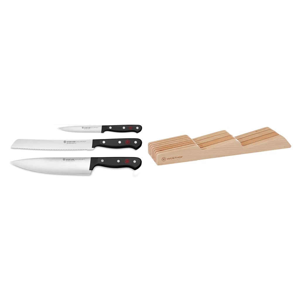 W sthof Gourmet 3-Piece Chefs Knife Set 7-Slot In Drawer Knife Storage