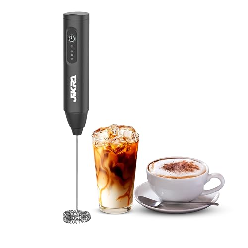Image of Electric Coffee Frother, USB Rechargeable Milk Frother Machine for Home | Dual Spring Stainless Steel Whisk | for Coffee, Latte, Cappuccino, Hot Chocolate