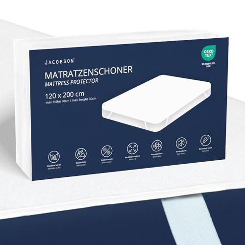 JACOBSON Matratzenschoner 120 x 200 cm - wasserdichte Matratzenauflage - atmungsaktiver Matratzenschutz (120x200cm)