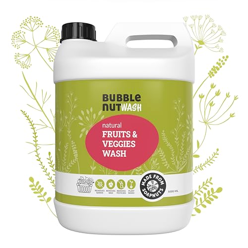 Image of BubbleNut Wash- Natural & Organic Fruits and Vegetables Wash Liquid, Herbal -Soapnuts,Tulsi,Neem Sanitizer, Cleaner for Fruits & Veggies (5 Lits)