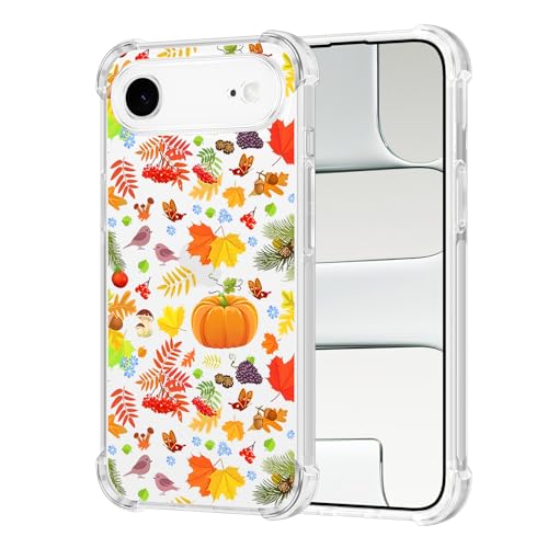 Coque iPhone Air transparente 6,5 pouces protection motif feuilles d'automne et citrouille