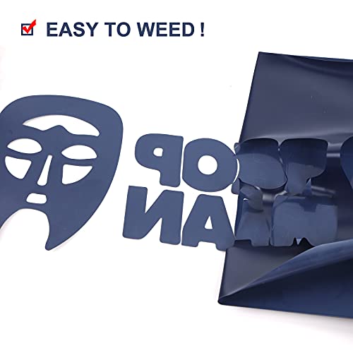 Image of FUNKAKA Heat Transfer Vinyl Rolls, 12 inch x 9ft Navy Blue Iron on Vinyl | Glossy HTV Vinyl for All Cutter Machines for Shirts - Easy to Cut & Weed for Heat Vinyl Design