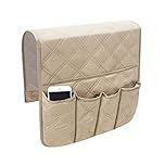 Arm Rest Organiser Hanging Sofa Caddy Storage Bag TV Remote Control Holder Armchairs Couch Organiser Phone Drink Glassse Foldable Pouch Chair Tidy Table Space Saver Pocket Set Living (Beige)