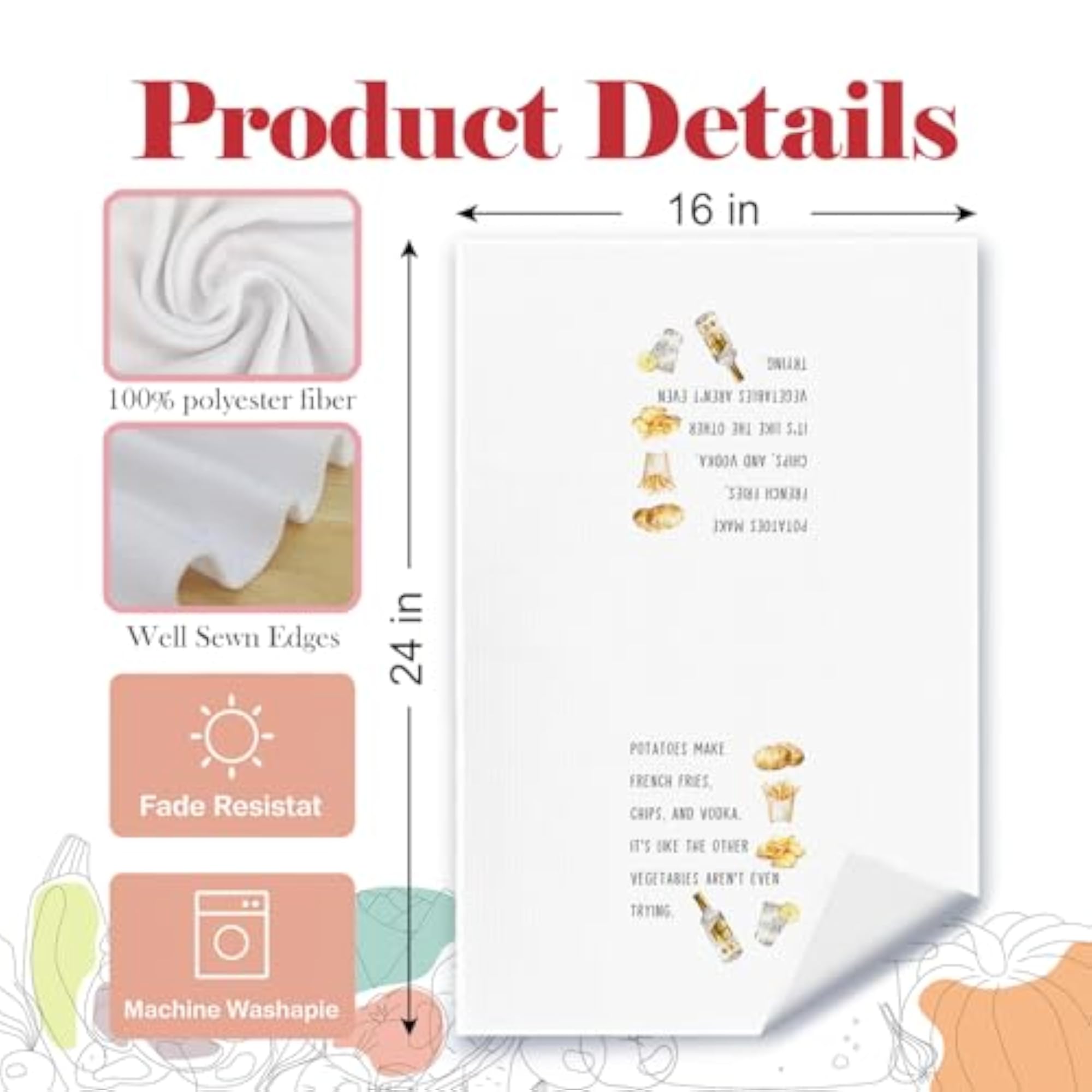 Funny Potato Kitchen Towels, Gift for Food Lovers